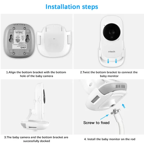 Vista 4 de Soporte de abrazadera flexible para VTech VM819 y VM3252 Video Baby Monitor