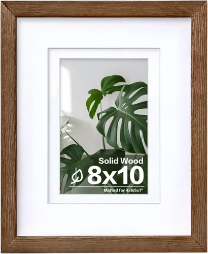 Vista 101 de Egofine - Portarretratos de 4 x 6 pulgadas, de madera maciza con plexiglás, para fotos de 3.5 x 5 con paspartú o de 4 x 6 sin paspartú, para colocar