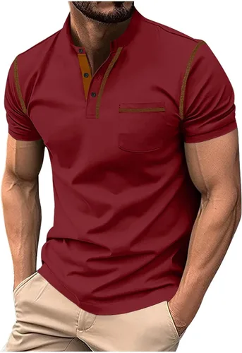 Vista 33 de Mens Shirts Casual Stylish Button Down Short Sleeve Polo Shirt Summer Vacation Shirts Loose Athletic Pullover Tee