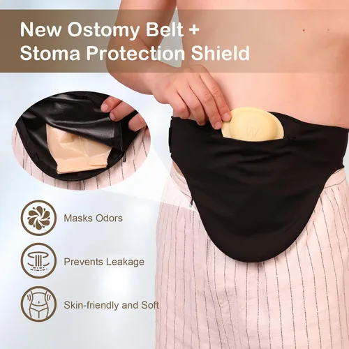 Vista 2 de New Ostomy Belt with Stoma Guard and 50 Pairs of Stickers Ostomy Bag Covers for Men and Women