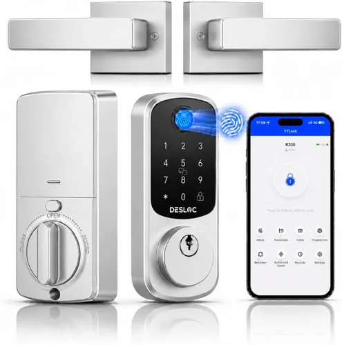 Vista 18 de DESLOC Cerradura de puerta inteligente de huella dactilar B200, cerrojo de Negro