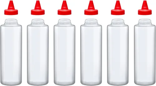 Vista 6 de Amazing Abby Botellas de plástico de 16 onzas (juego de 6), botellas de condimentos reutilizables, sin BFA, aptas para lavavajillas, perfectas