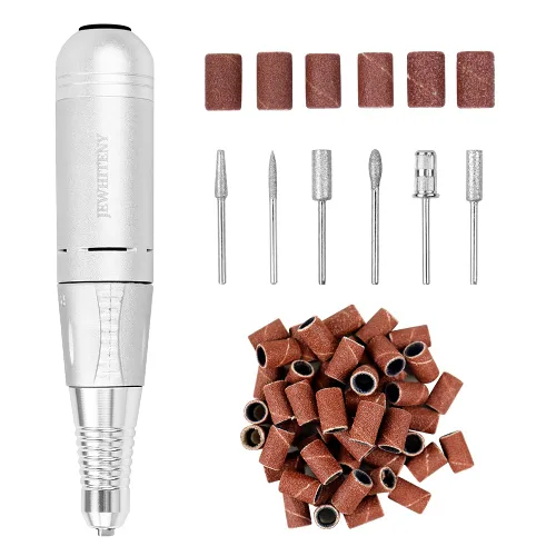 Vista 11 de JEWHITENY Taladro de uñas profesional recargable 35000 RPM, SG707 lima de uñas eléctrica con 6 brocas para uñas acrílicas, eliminación de pulido