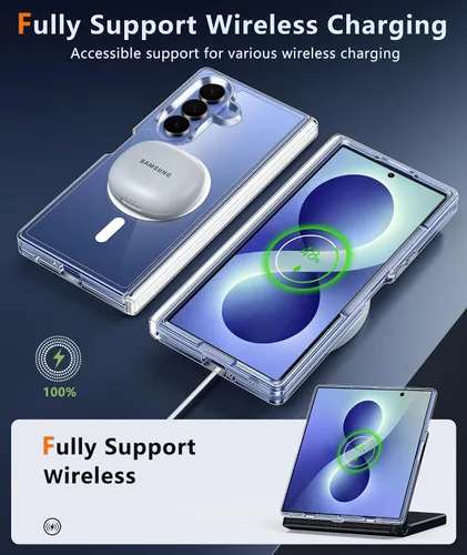 Vista 4 de FNTCASE Funda magnética para Samsung Galaxy Z Fold 7 con protección de bisagra Protector de pantalla, anti amarillento, cubierta de célula