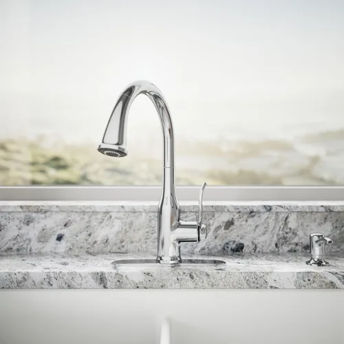 Vista 5 de KOHLER K-R23863-SD-CP Motif Grifos de cocina con pulverizador desplegable, llaves de fregadero de cocina, resistentes a las manchas, cromo pulido