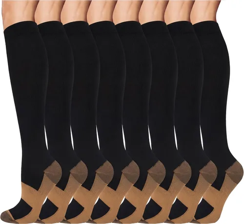 Vista 7 de ACTINPUT 8 Pares de Calcetines de Compresión para Mujeres y Hombres, Medias de Compresión de Soporte para Médico, Correr, Atletismo