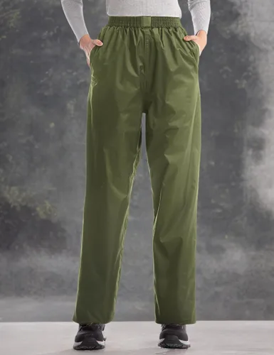 Vista 8 de iCreek Pantalones de lluvia para mujer, impermeables, transpirables Verde militar