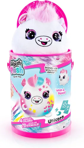 Vista 7 de Canal Toys Personaliza el unicornio de peluche esponjoso mediano con aerógrafo. Decora, lava, repite. Personaliza tu propia felpa de arte en aerosol