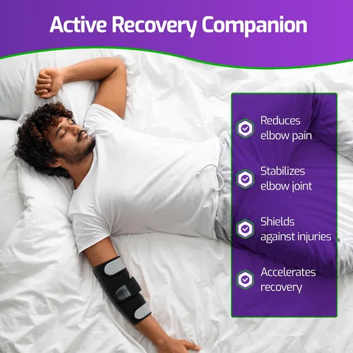 Vista 4 de MARS WELLNESS Inmovilizador universal de codo, ajustable, soporte de túnel cubital para codo de tenis, lesiones del nervio cubital esguinces