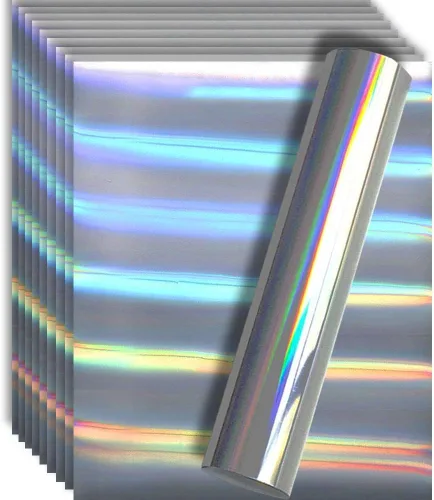Vista 14 de Vinilo de transferencia de calor Aqua Foil HTV para playera 12" X 10" (Paquete de 5), fácil de desmalezar, tamaño garantizado