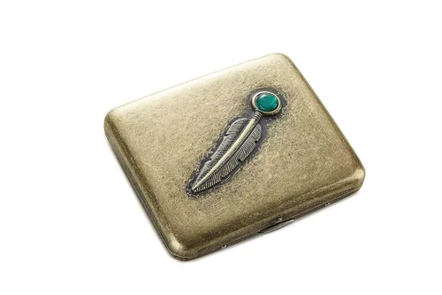 Vista 3 de Goshentech Caja de metal vintage, cobre chapado en metal, capacidad 18-20, adorno esmeralda de imitación de superficie, embalaje de caja de regalo