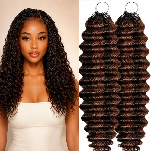 Vista 32 de Human Braiding Hair for Boho Braids 20inch Curly Wave Bulk Bundles 1B (A)1B