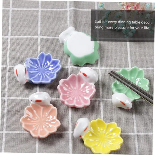 Vista 3 de Mikinona 5 uds. Cerámica flor de cerezo palillos resto palillos japoneses titular soporte soporte flor cerezo estante estilo japonés s