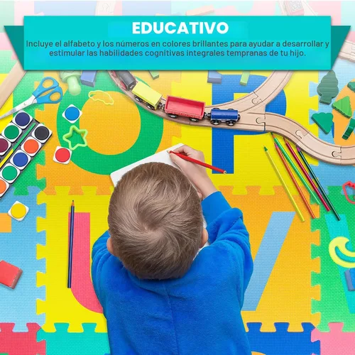 Vista 3 de Alfabeto, números, 36 baldosas y bordes Play Mat, 12 in por 12 in Prosource Kids Puzzle