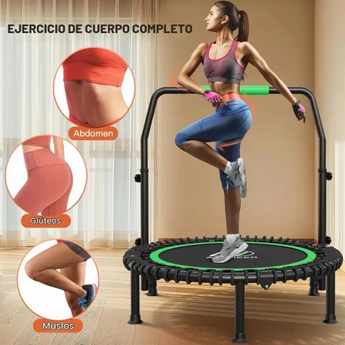 Vista 5 de ANCHEER Trampolín Rebounder de 40 pulgadas con mango ajustable de 4 niveles, mini trampolín máximo de 400 libras, trampolín de fitness resistente