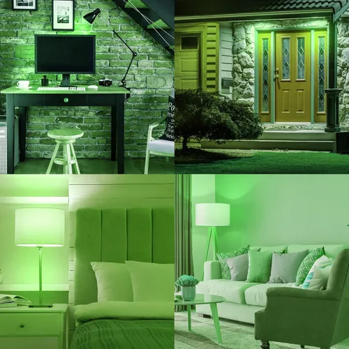 Vista 5 de LUXRITE Bombilla LED A19 Edison verde, 4.5 W (equivalente a 60 W), filamento de vidrio de color, certificación UL, base estándar E26
