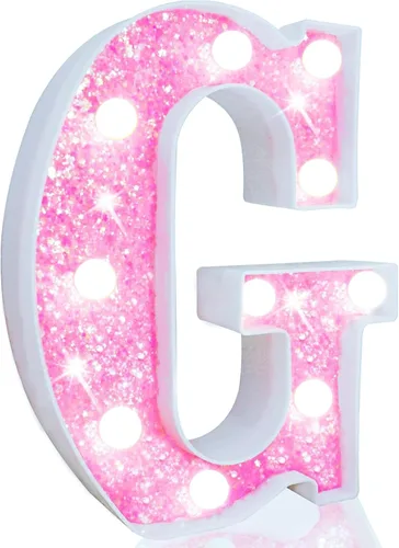 Vista 11 de Pooqla Luces de números de marquesina, números de luz rosa para niñas de 10.º cumpleaños, funciona con pilas, luz nocturna de número con purpurina