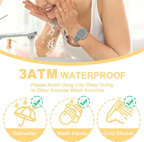 Vista 5 de Asan Ge Reloj resistente al agua para mujer, elegante correa de silicona para muñecas de mujer de 5 a 7 pulgadas, esfera de 1.417 in con números