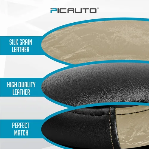 Vista 3 de PIC AUTO Funda para volante, protector de volante de automóvil de cuero de grano de seda, agarre cómodo, universal de 14.5 a 15.5 pulgadas