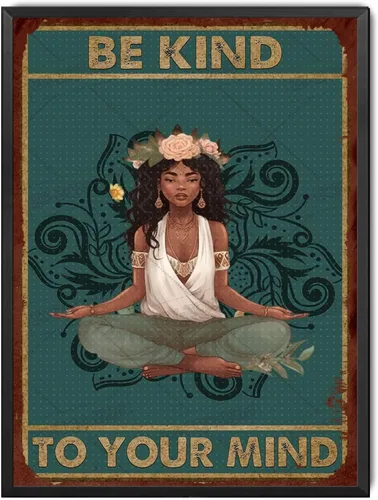 Vista 18 de LIUAXICIA Letrero de metal con texto en inglés «Be Kind to Your Mind» para decoración de pared para familia, bar, restaurante, cafetería, baño