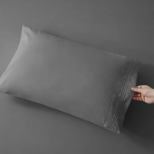 Vista 5 de [Usado] YIYEA Juego de 4 fundas de almohada tamaño Queen, ultra suaves 1800TC calidad hotelera, fundas de almohada bordadas de microfibra de doble