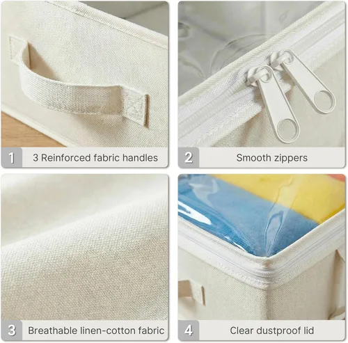Vista 4 de TidyCorner 2-Pack Under Bed Storage Containers, 4.5 Inches Tall Low Profile Underbed Clothes Storage Organizer Bin with Sturdy Sidewalls/Bottom
