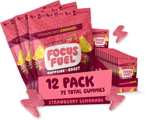 Vista 5 de FocusFuel Energy Chews - Paquete de muestra de ponche de frutas (36 porciones) - 100 mg de cafeína + Alpha GPC + L-teanina + B12, magnesio - Sin