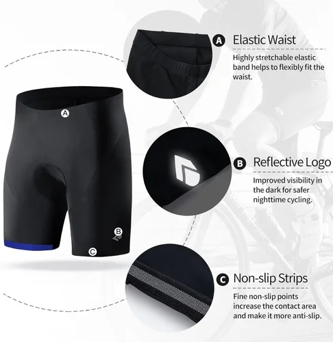 Vista 5 de Conjunto de camisetas de ciclismo para hombre, pantalones cortos acolchados de secado rápido, manga corta, 3 bolsillos traseros, traje de ciclismo