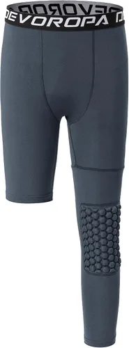 Vista 7 de DEVOROPA Youth Boys' Compression Pants with Knee Pads 3/4 Basketball Athletic Tights Quick Dry Sports Workout Leggings Negro