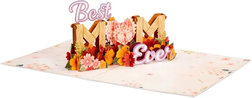 Vista 6 de Paper Love Frndly - Tarjeta desplegable 3D para el día de la madre, la mejor mamá del mundo, para madre, esposa, cualquier persona, 100% reciclada