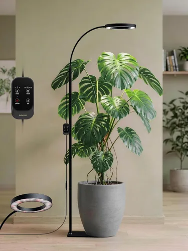 Vista 10 de GLOWRIUM Luces de cultivo para plantas de interior, lámpara de pie LED de espectro completo con soporte de altura y ángulo ajustables, luz
