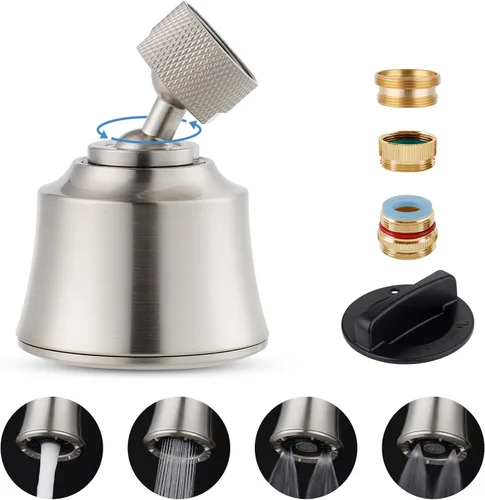 Vista 9 de Hygie Rinse Reemplazo de la cabeza del grifo del fregadero de cocina, accesorio rociador de 4 grifos rociadores con giro de ángulo grande, rosca
