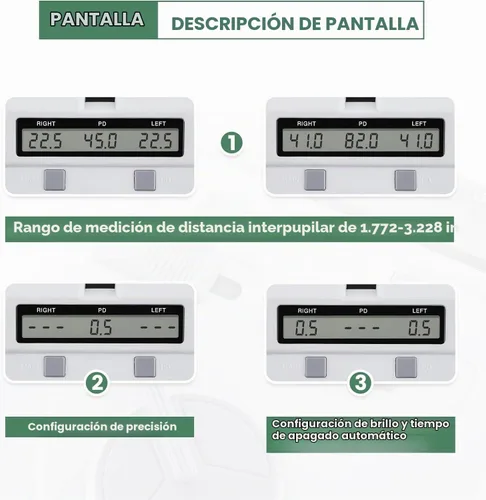 Vista 5 de Huanyu Pupilómetro Led Pd Meter con almohadilla de nariz mejorada 9AT