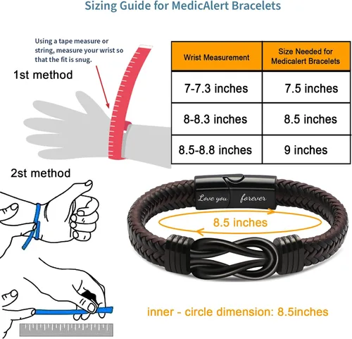 Vista 3 de Pulsera de nudo de hombre para regalo, cuero trenzado color marrón, del infinito, de acero inoxidable, con la frase Love You Forever, para hijos