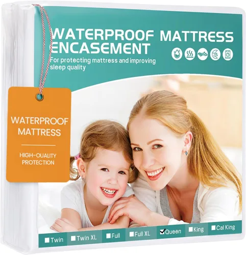 Vista 9 de Protector de colchón individual XL de 39 x 80 pulgadas de profundidad de 9 pulgadas de profundidad. Funda de colchón con somier, impermeable, suave