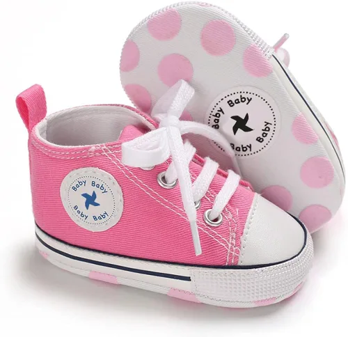 Vista 3 de Zapatos de lona para bebés y niñas, suela antideslizante suave, recién nacidos, primeros caminantes, estrellas, zapatos de mezclilla unisex