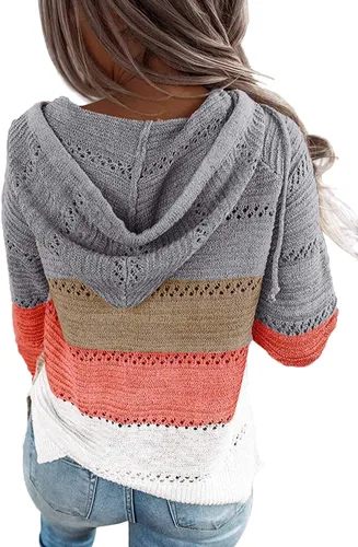 Vista 4 de Sipaya - Sudadera con capucha para mujer, diseño de bloque