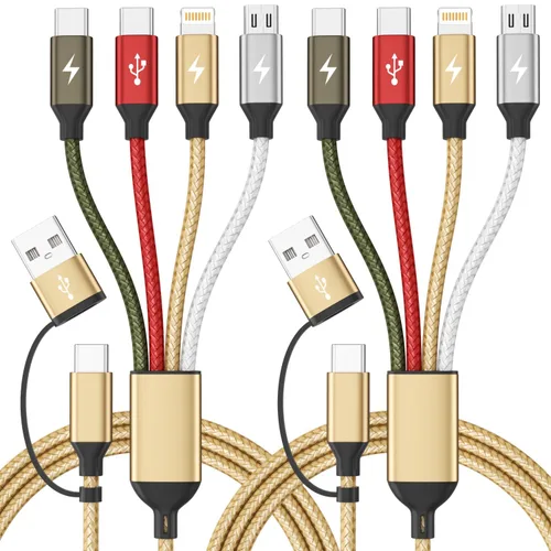 Vista 25 de Cable divisor USB C multi carga para múltiples dispositivos, cable de carga rápido 4 en 1, cable de carga de teléfono USB C trenzado con 4 Azul