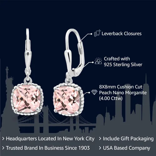 Vista 13 de Gem Stone King Aretes colgantes de plata de ley 925 de 0.315 pulgadas para mujer