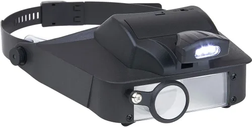 Vista 4 de Carson LumiVisor - Lupa de cabeza, visera de cabeza negra con lupa iluminada LED (2x/3x/5x/6x) (LV-10)