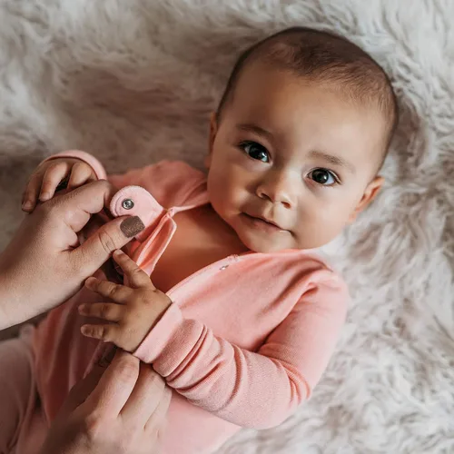 Vista 5 de HonestBaby Pijama de una pieza con cremallera frontal y pies para bebé niña