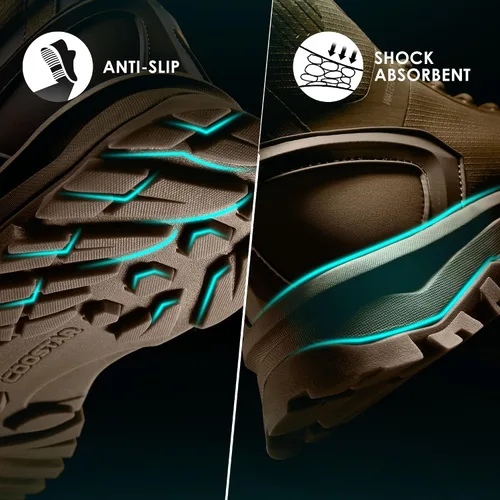 Vista 5 de Coostar Botas tácticas para hombre, ligeras, militares, botas de combate con cremallera lateral, para motocicleta, senderismo, trabajo