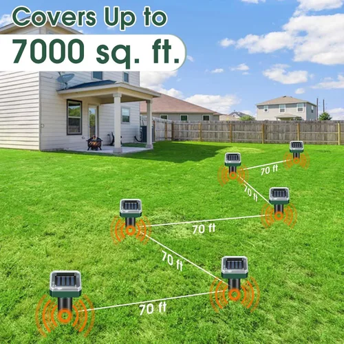Vista 2 de Mole Repellent Solar Powered, 8-Pack Ultrasonic Repeller Outdoor Yard and Garden, Get Rid of Moles Gopher Vole Groundhog Snake Chipmunk, Waterproof