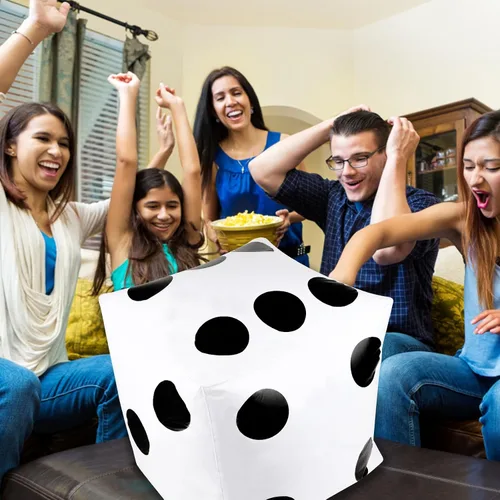 Vista 6 de CCINEE Dados inflables gigantes de 20 pulgadas, dados inflables gigantes blancos y negros para juego de mesa al aire libre y decoración de fiesta