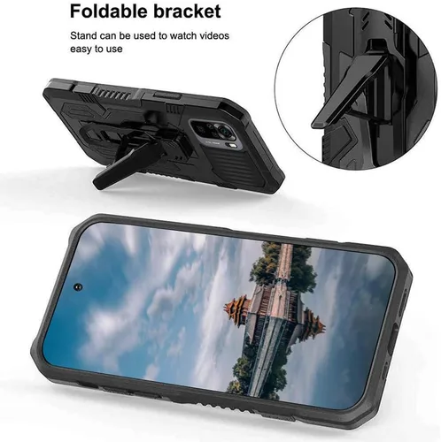 Vista 4 de Funda para Xiaomi Redmi Note 10 4G/Redmi Note 10S con [Paquete de 2] Protector de pantalla de vidrio templado, funda híbrida resistente de doble