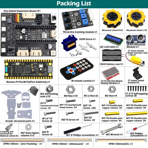 Vista 2 de Adeept Kit robótico de ruedas mecánicas omnidireccionales 4WD para ESP32-S3 Banana Pi PicoW-S3 DIY STEM Remote Controlled Robot Kit con pantalla