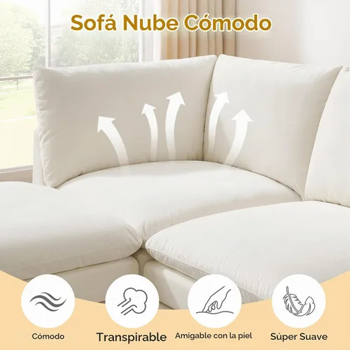 Vista 5 de VANOMi - Sofá seccional modular en forma de U para sala de estar, sofá cama moderno extragrande con asiento profundo de doble capa de almohadón tipo