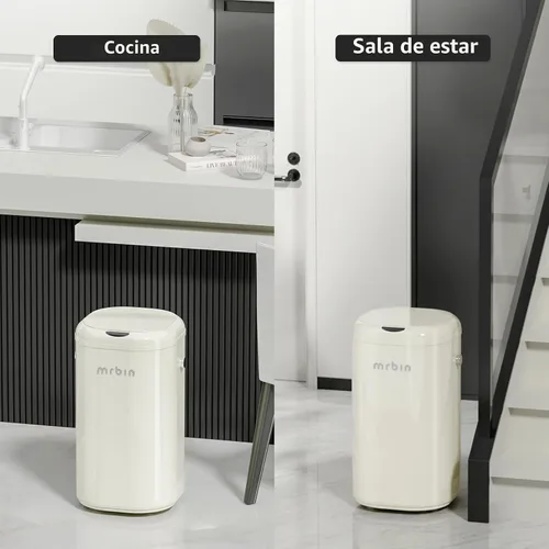 Vista 4 de MRBIN - Basurero de cocina con sensor de movimiento de metal, removible, de 30L / 7.9gal. Cubo de basura con tapa y bolsa absorbente automática