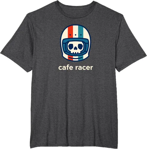Vista 17 de Cafe Racer Moda Simple Casco Diseño Motocicleta Camiseta Negro