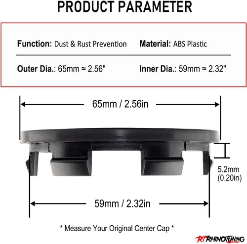 Vista 2 de RTRHINOTUNING 4 copas centrales para rueda de 65 mm compatibles con Mustang 2001-2004, Focus 2002-2004, F150 2010-2014, diámetro exterior: 2.56"/ 65
